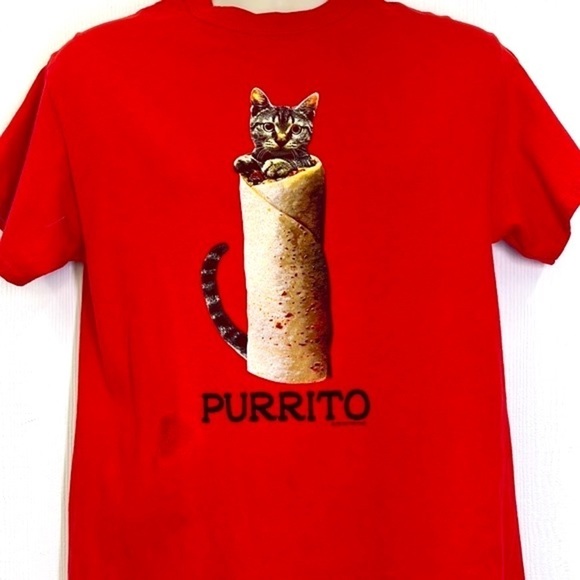 FSD - Cat In A Burrito Called Purrito Graphic Short Sleeve T Shirt Size Medium - Picture 3 of 9